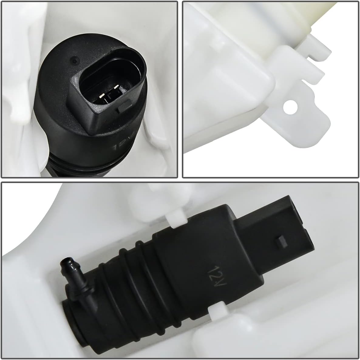Auto Dynasty GM1288221 Factory Style Car Windshield Washer Reservoir Tank - Reservoir Cap | Filler Tube | Washer Fluid Pump - Compatible with Chevrolet Sonic 12-16, White