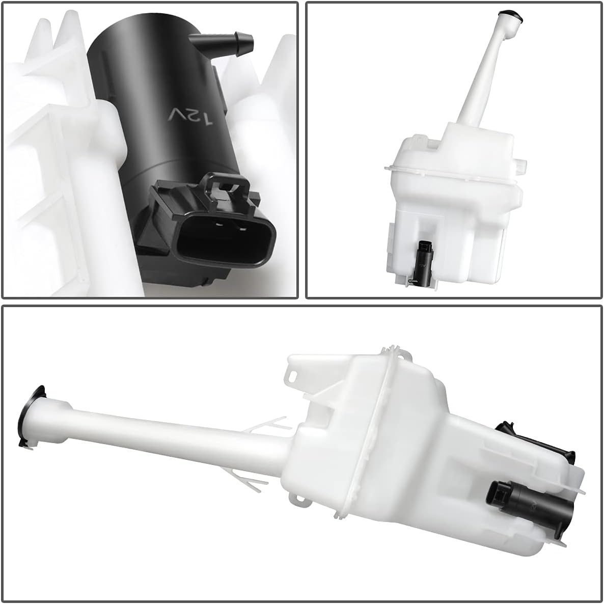 Auto Dynasty TO1288126 Factory Style Car Windshield Washer Reservoir Tank - Reservoir Cap | Washer Fluid Pump - Compatible with Toyota Matrix 03-08, White