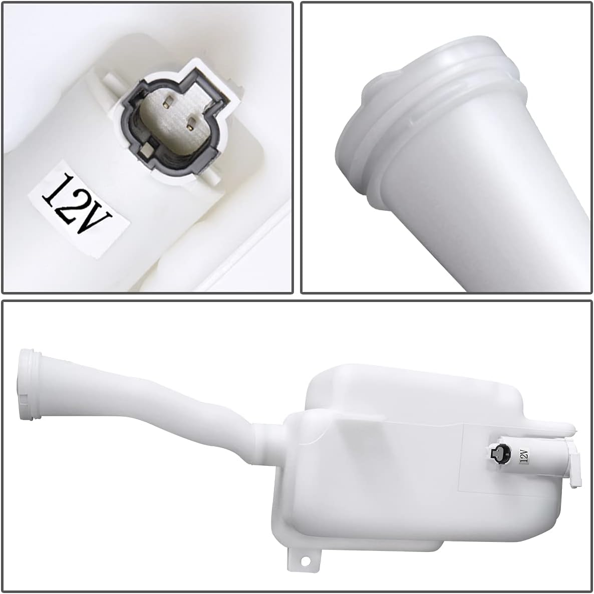 Auto Dynasty NI1288119 Factory Style Car Windshield Washer Reservoir Tank - Reservoir Cap | Filler Tube | Washer Fluid Pump - Compatible with Infiniti I30 I35 Maxima 95-04, White