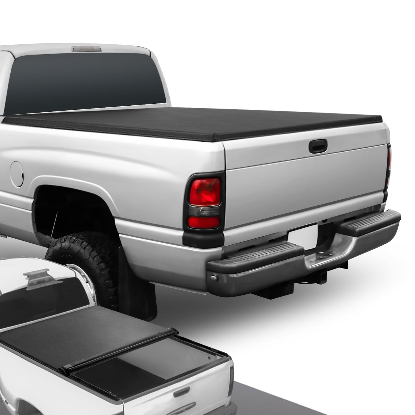 DNA Motoring TTC-RU-018 Truck Bed Soft Vinyl Roll-Up Tonneau Cover Compatible with 2009-2018 Ram 5.7Ft Fleetside Short Bed,09-18 Ram 1500, Black