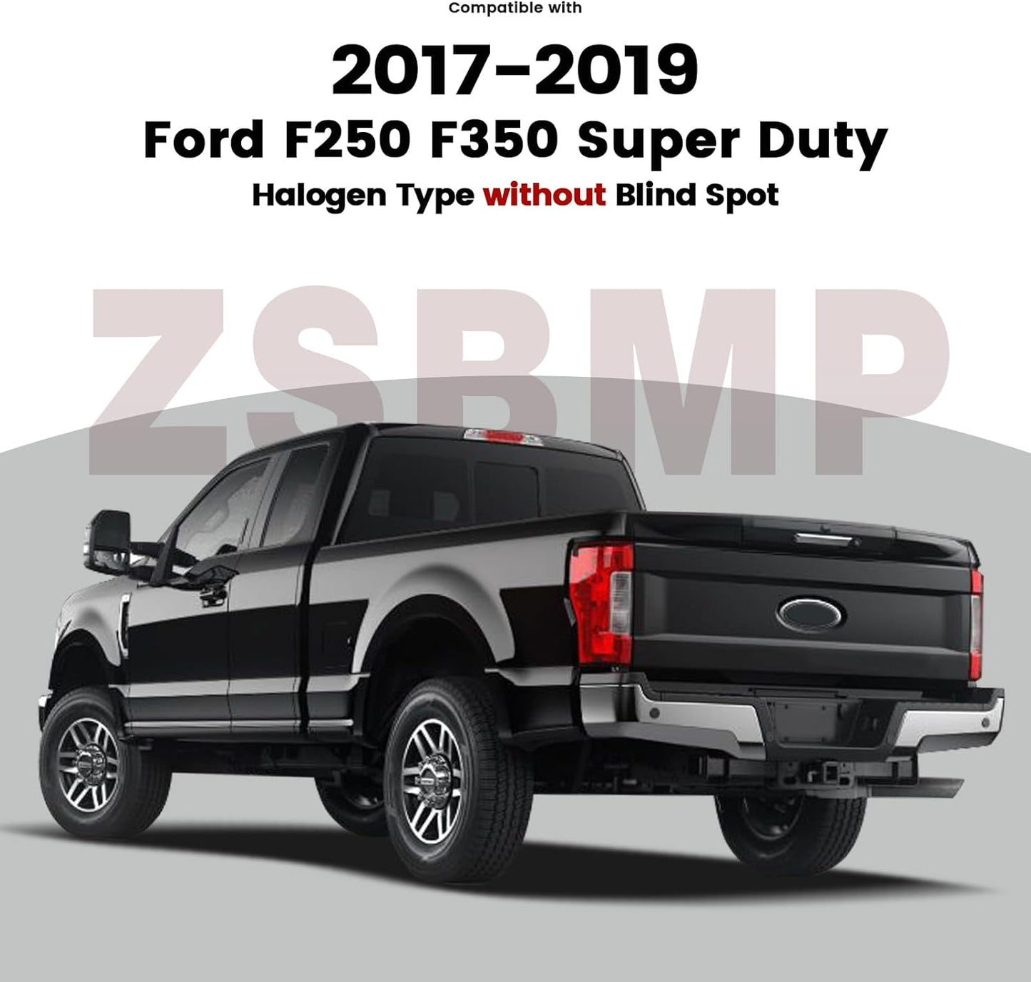 Tail Lights Compatible with Ford F250 F350 XL,XLT 2017 2018 2019 Super Duty Rear Brake Lamp Signal Assembly Replace HC3Z13405D,HC3Z13405F,FO2800256(Halogen W/O Blind Spot, Left Driver Side)