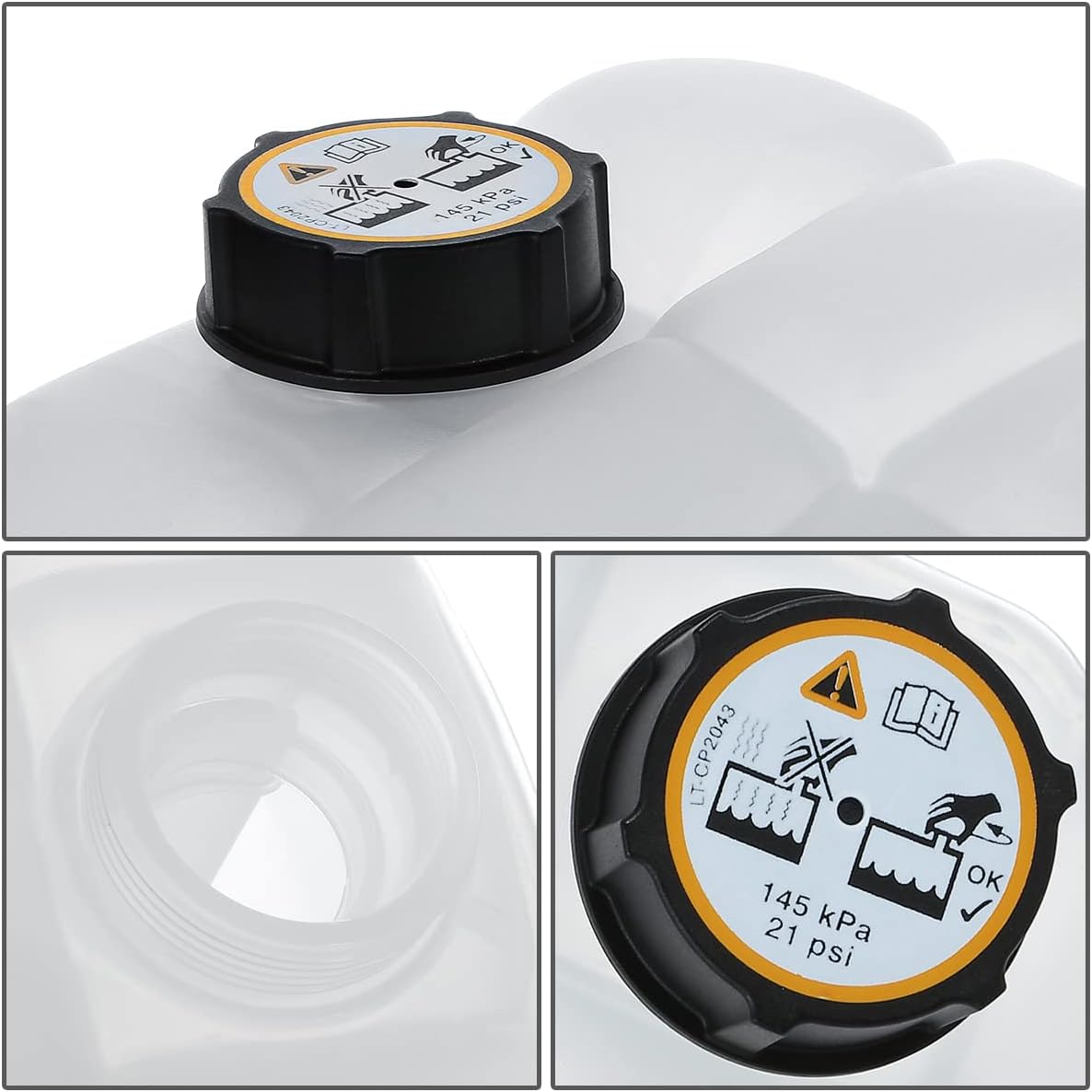 DNA MOTORING OEM-RT-FO3014159 OE Style Coolant Overflow Reservoir Tank w/Cap Compatible with 13-16 Escape / 13-18 Focus / 14-18 Transit Connect