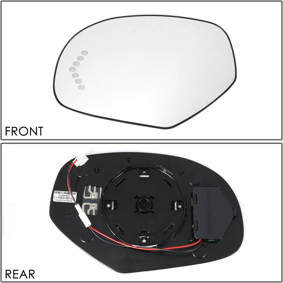 DNA Motoring SMP-060-L Left/Driver Side Door Rear View Mirror Glass w/Heater+LED Turn Signal