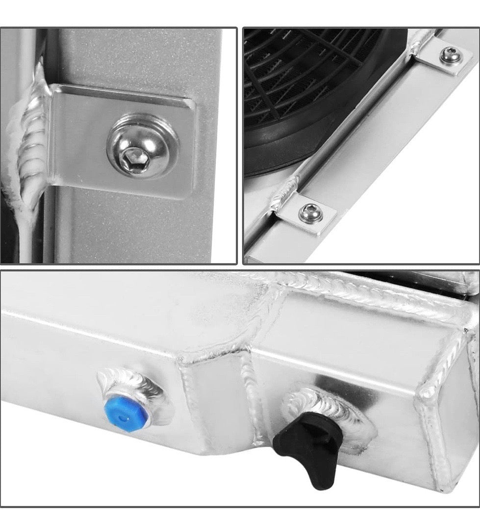 3-Rows Full Aluminum Radiator+Fan 74-75 Jeep Cherokee CJ6 76-86 CJ7 MT Shroud RA+FS-Jeep73–3