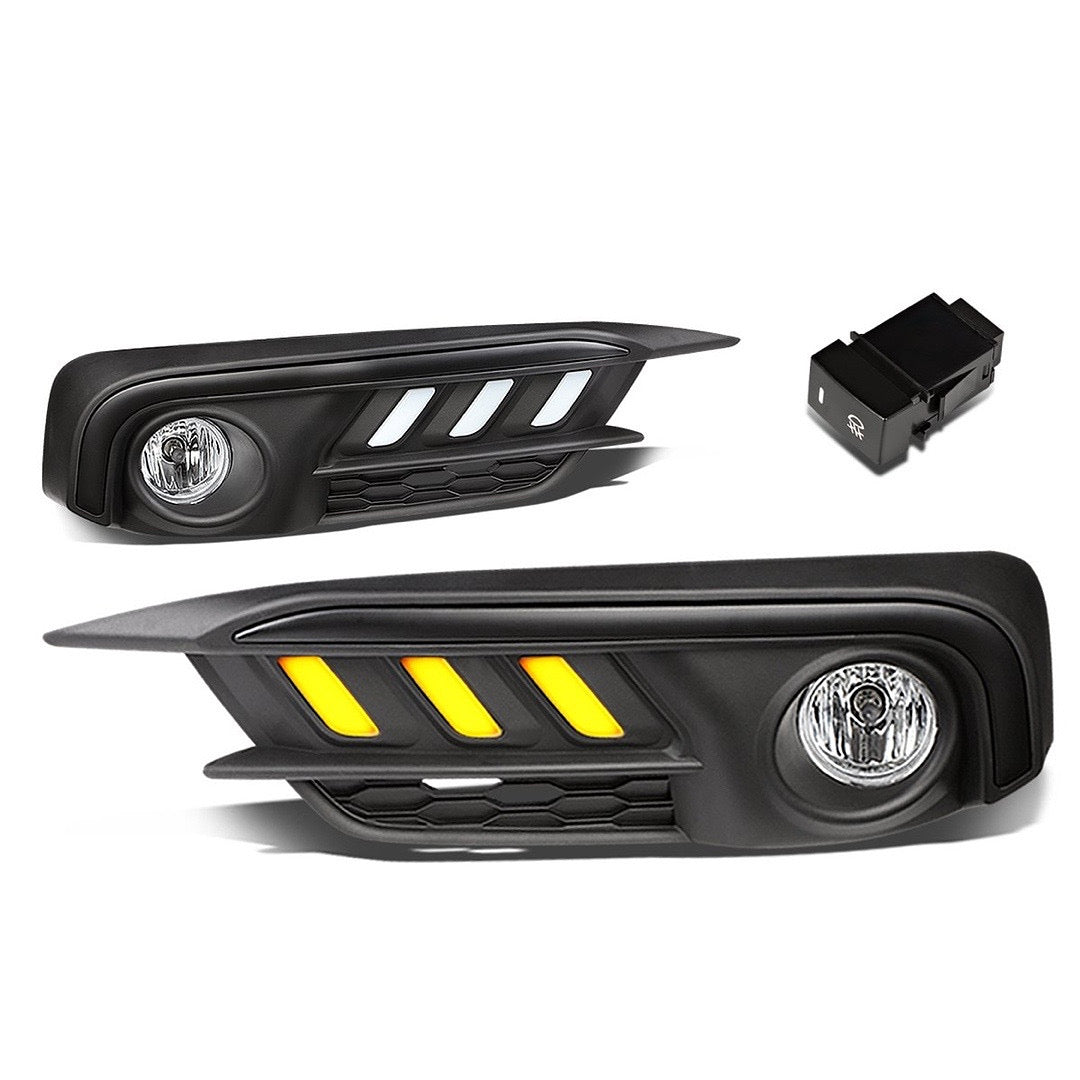LED DRL Bezel Fog Light w/Switch luz antiniebla ámbar con bisel y interruptor 16-17 Honda Civic FL-ZTL-241-am