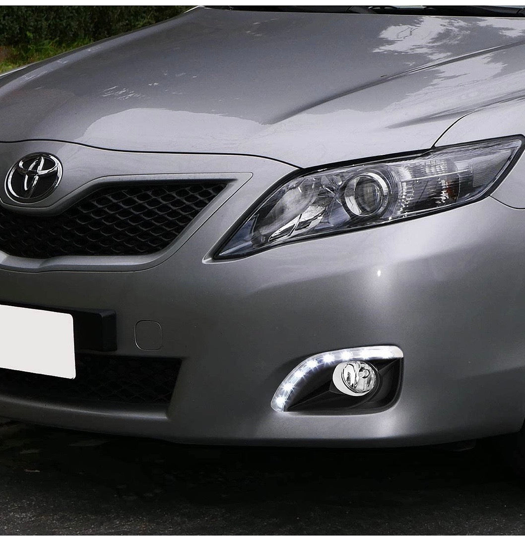 LED DRL CHROME FOG LIGHTS WITH SWITCH ENHANCE VISIBILITY FOR 10-11 TOYOTA CAMRY, LUZ ANTINIEBLA CROMADO CON INTERRUPTOR