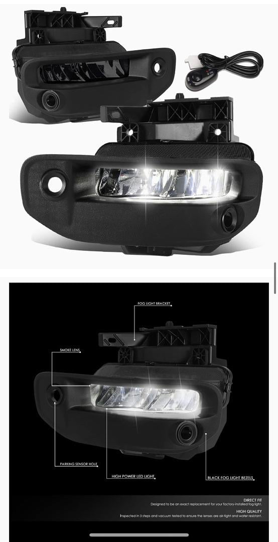Pair of Chrome Smoked Lens LED Fog Lights Compatible with 2019-2022 Ram 1500 FL-ZTL-350-SM