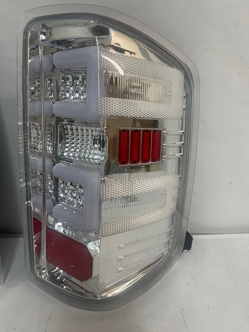 14-17 CHEVY SILVERADO 3D LED CHROME CLEAR TAILLIGHTS