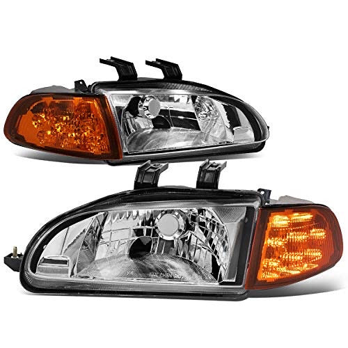 92-95 HONDA CIVIC 2 DOOR CHROME HOUSING HEADLIGHTS WITH LED TURN SIGNAL CORNER LAMPS