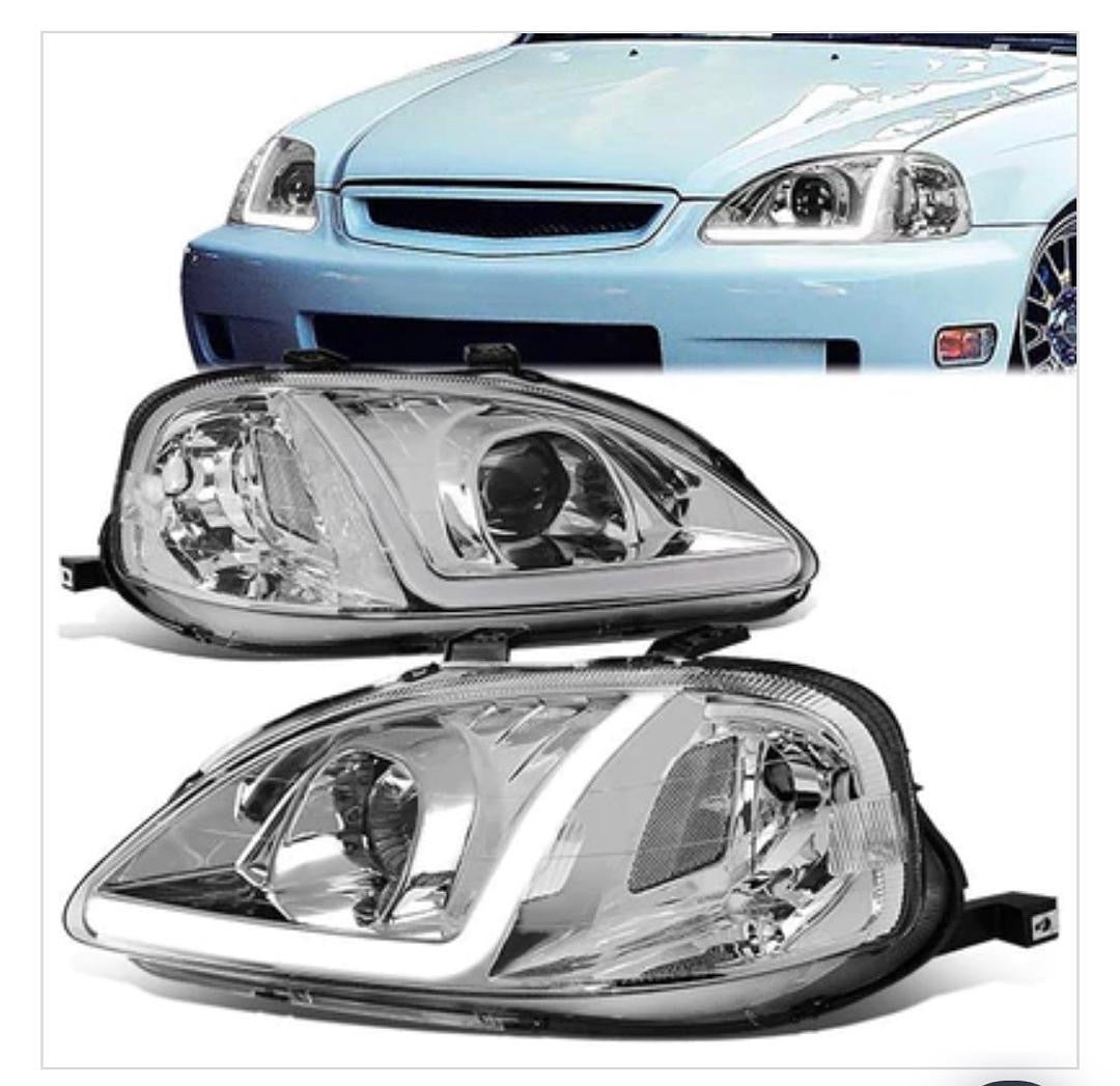99-00 HONDA CIVIC CHROME CLEAR LED HEADLIGHTS