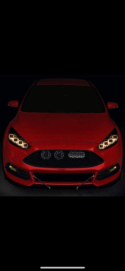 15-18 FORD FOCUS SMOKED AMBER T8 SQUARE LED SEQUENTIAL PROJECTOR HEADLIGHT CORNER LAMPS
