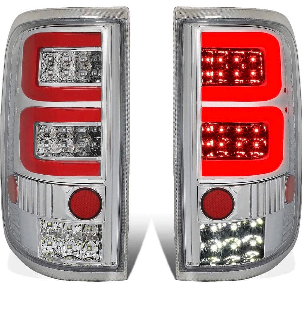 04-08 FORD F-150 3D LED RED CHROME CLEAR TAILLIGHTS