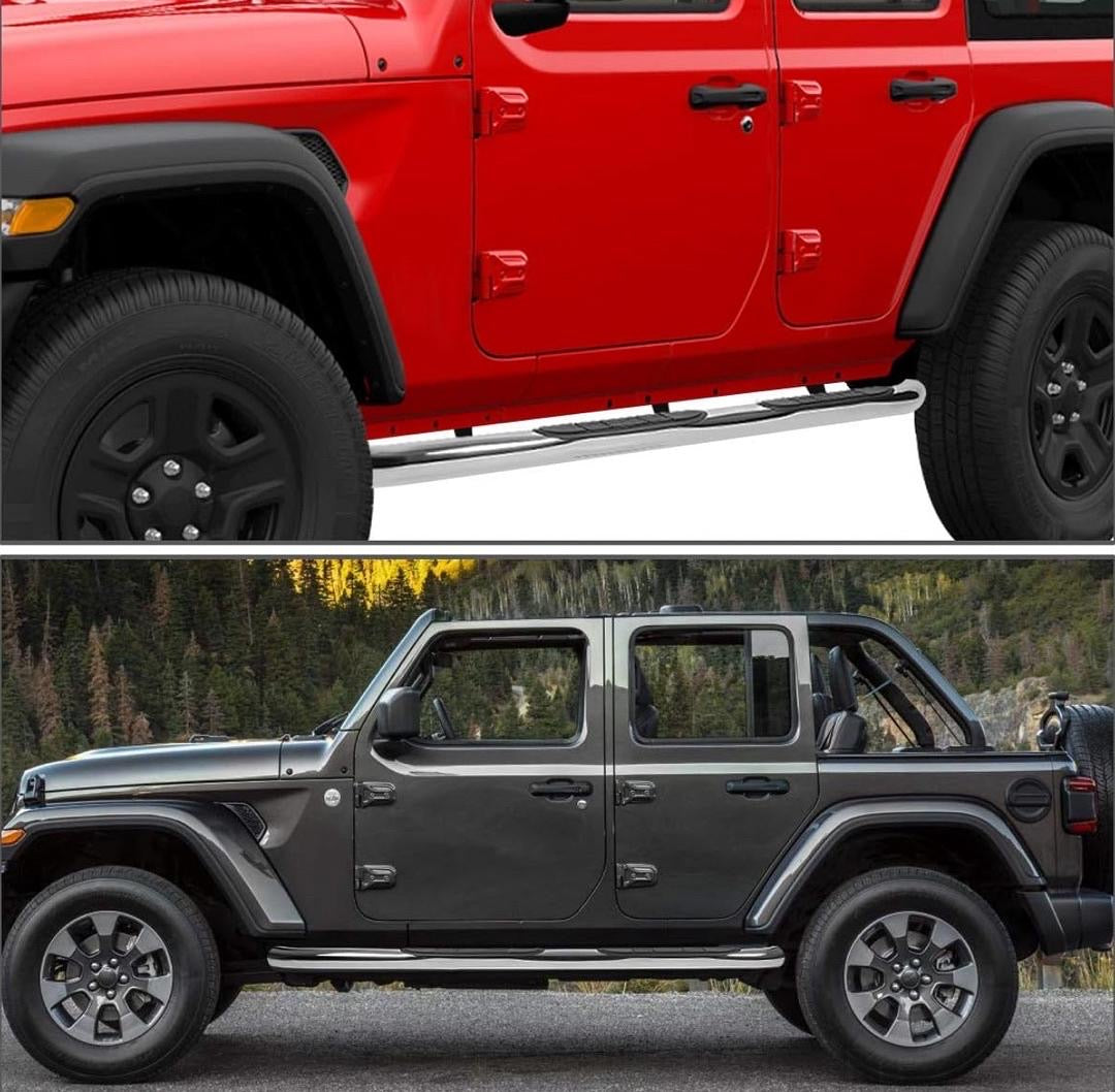18-22 JEEP WRANGLER CHROME 3 INCH RUNNING BOARDS TUBES