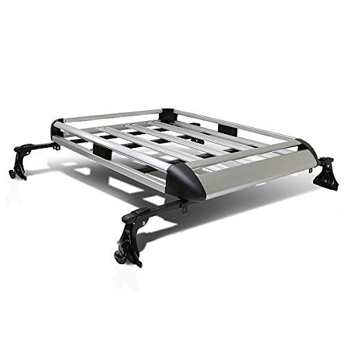 SILVER CARGO ROOF RACK CROSS BAR + CARRIER BASKET (50" X 31"), WITH ADJUSTABLE CLAMPS UNIVERSAL
