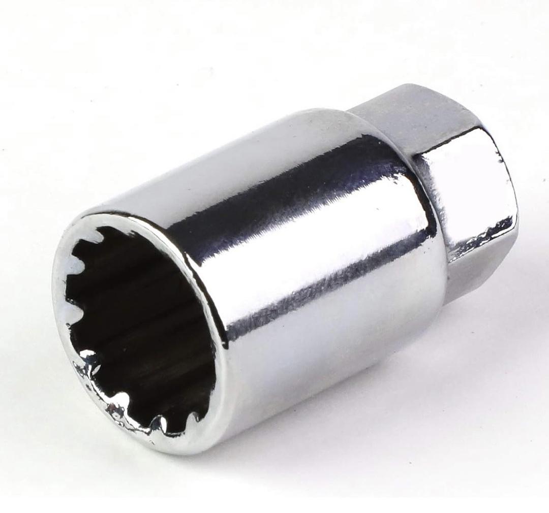 16PCS M12 X 1.25 21MM OD/50MM HEIGHT ALUMINUM OPEN END LUG NUTS W/ 4 X LOCK NUT, 1 X LOCK NUT KEY (BLACK)