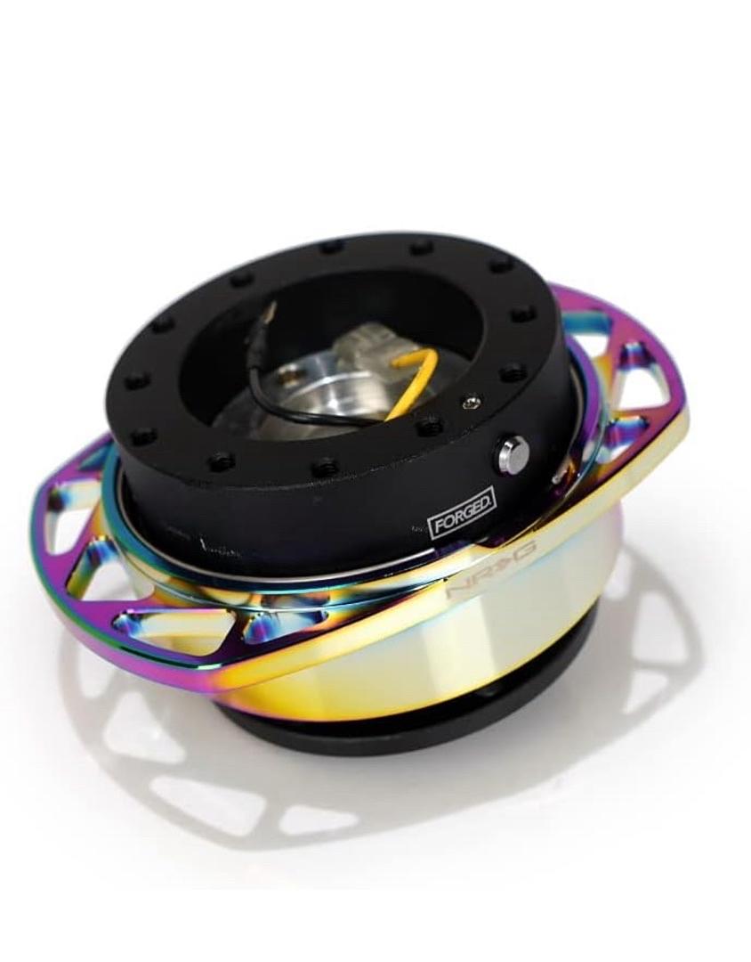 GEN 2.0 STEERING WHEEL QUICK RELEASE KIT ADAPTER BLACK BODY / NEOCHROME CUTOUT RING 6X70MM & 6X74MM BOLT PATTERN