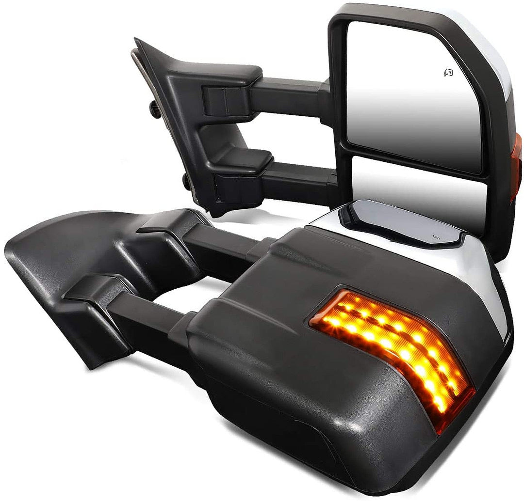 Pair Powered+Heated+LED Turn Signal Towing Mirror Replacement