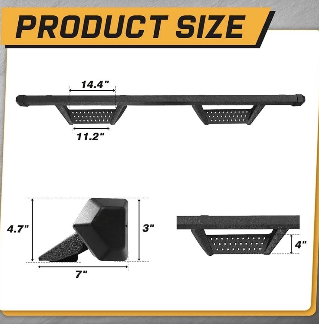 15-26 CHEVROLET COLORADO CREW CAB OFF ROAD POWDER COATED RUNNING BOARDS SIDESTEPS STEPPERS ESCALON