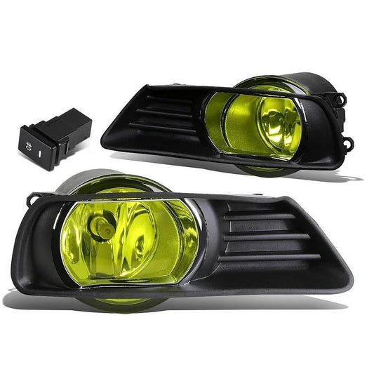 07-09 TOYOTA CAMRY YELLOW AMBER LENS BUMPER FOG LIGHT LAMPS PAIR W/BEZEL+WIRING+SWITCH FL-ZTL-138-AM