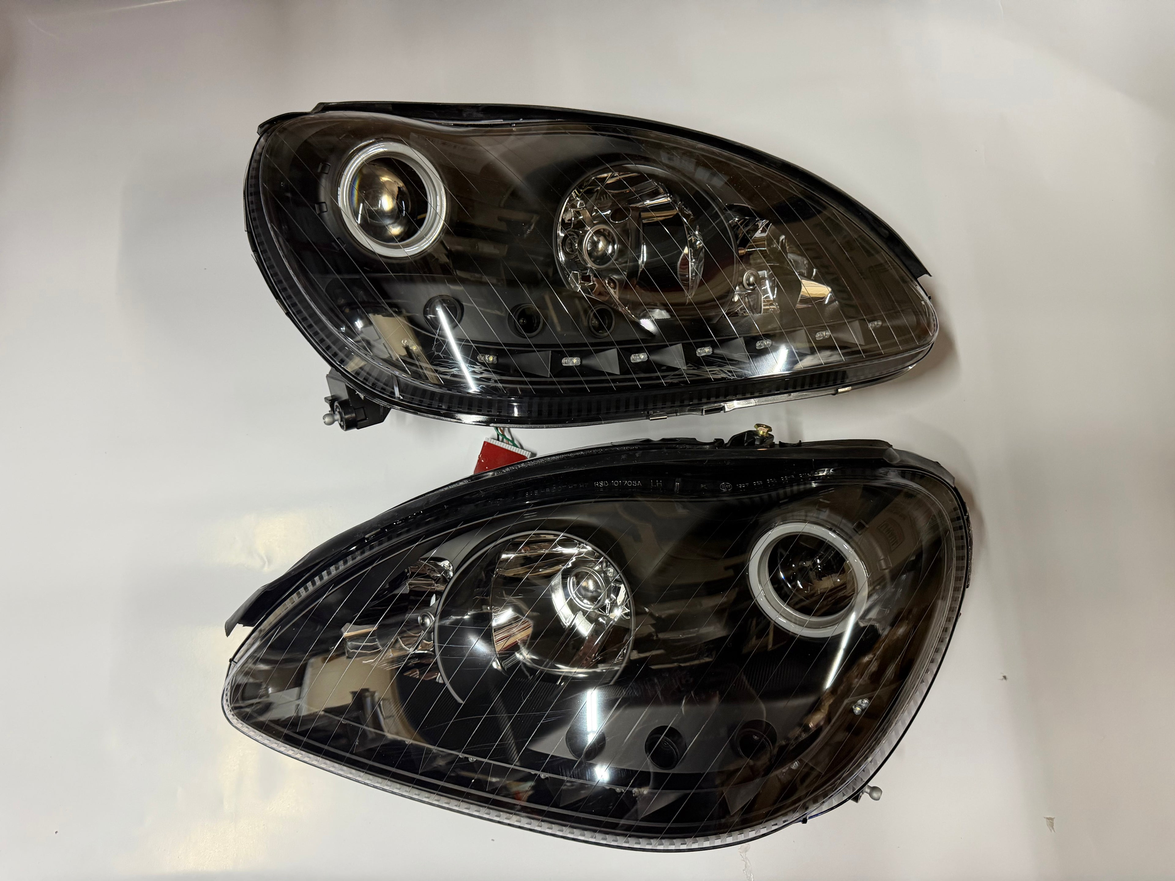 00-06 MERCEDES BENZ S430 S500 S600 BLACK CLEAR HOUSING WITH PROJECTOR HALOGEN LED