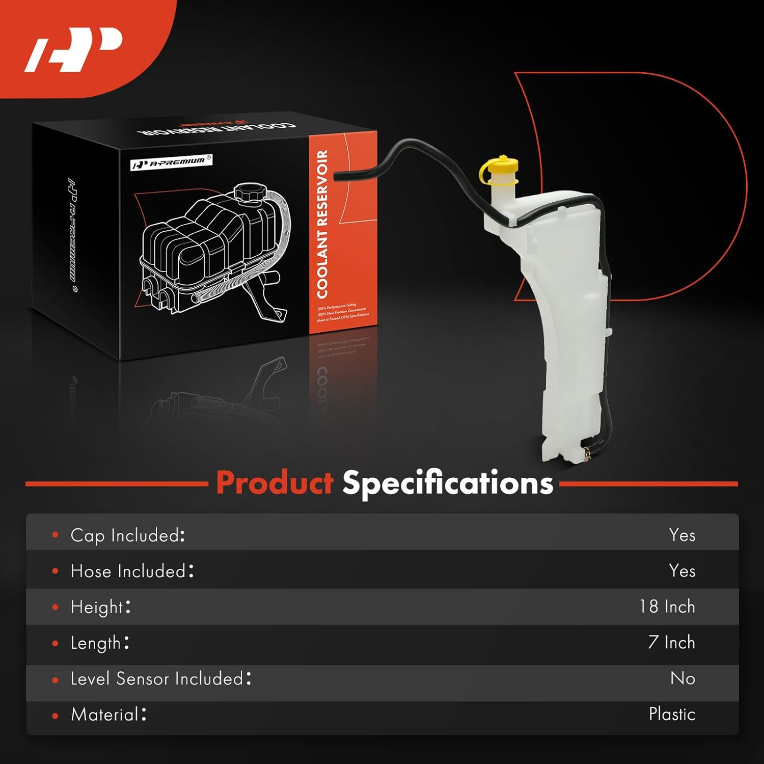 A-Premium Engine Coolant Overflow Recovery Reservoir Tank [with Cap & Tubing] Compatible with Nissan Juke 2011-2017 1.6L - Front Side