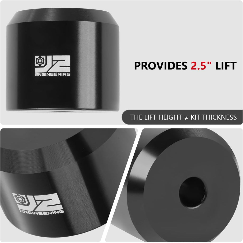 J2 Engineering Pair Bump Stop Mount Lift Kit Spacers Compatible with Ford F250 SD F350 SD F450 SD 2005-2022 4WD, J2-LK-FD-F-011-BK