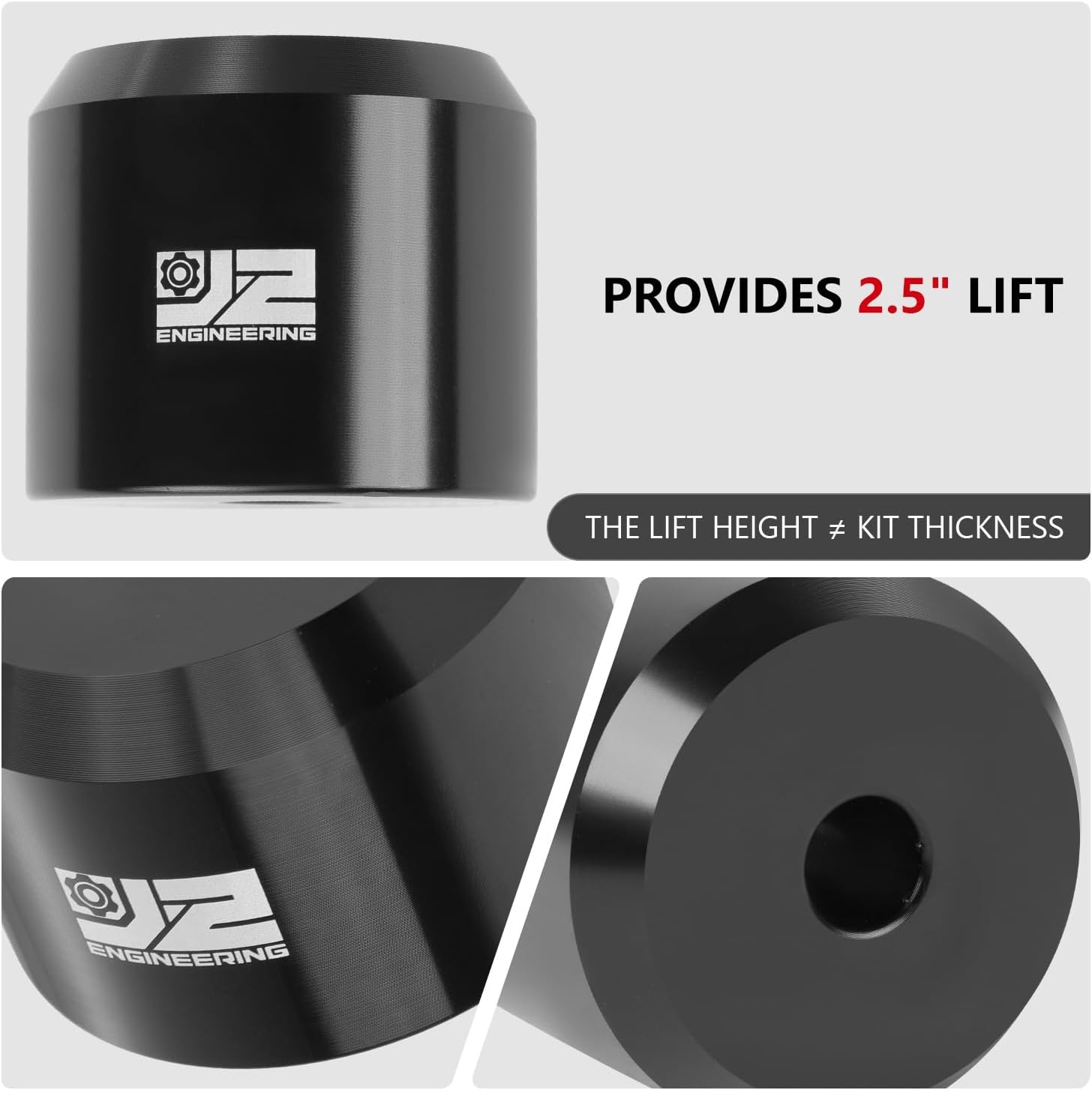 J2 Engineering Pair Bump Stop Mount Lift Kit Spacers Compatible with Ford F250 SD F350 SD F450 SD 2005-2022 4WD, J2-LK-FD-F-011-BK