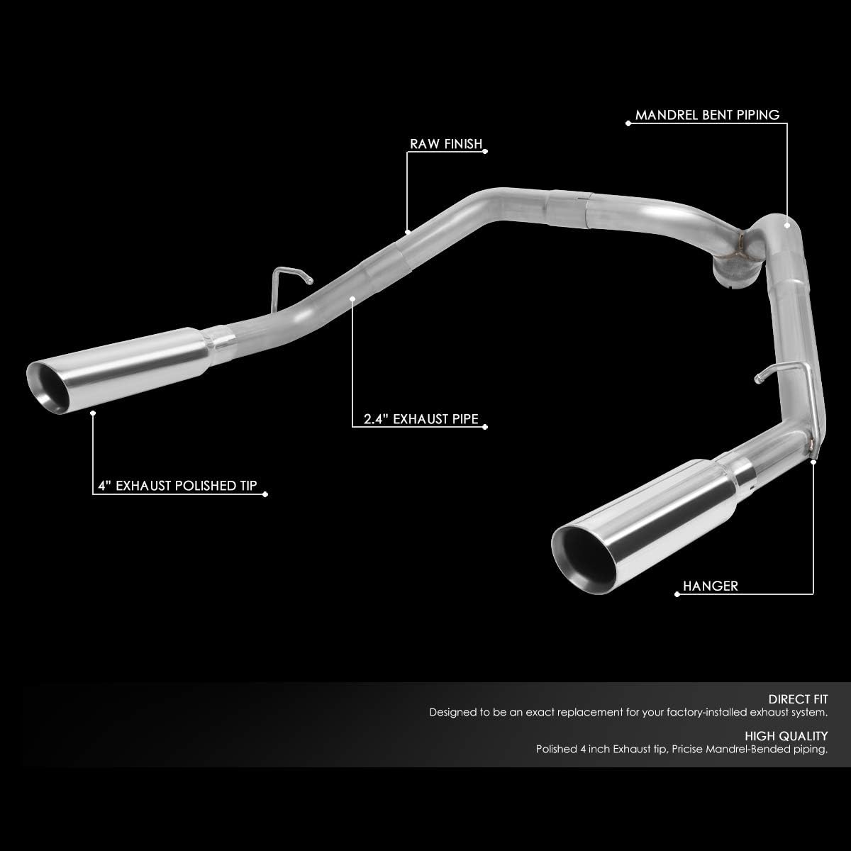 DNA MOTORING CBE-MU-CS09-53L Stainless Steel Cat Back Exhaust System [Compatible with 09-13 Chevy Silverado GMC Sierra 1500 6.2L V8 ]