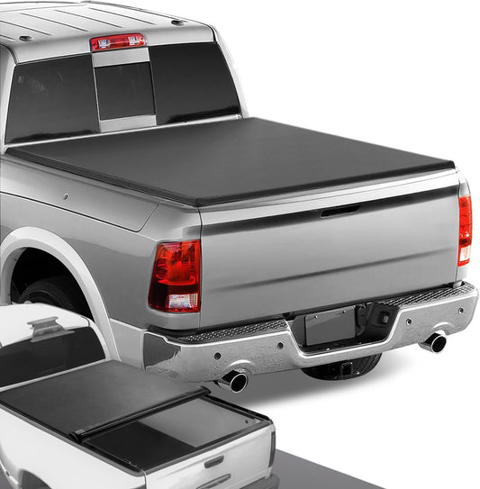 DNA Motoring TTC-RU-018 Truck Bed Soft Vinyl Roll-Up Tonneau Cover Compatible with 2009-2018 Ram 5.7Ft Fleetside Short Bed,09-18 Ram 1500, Black