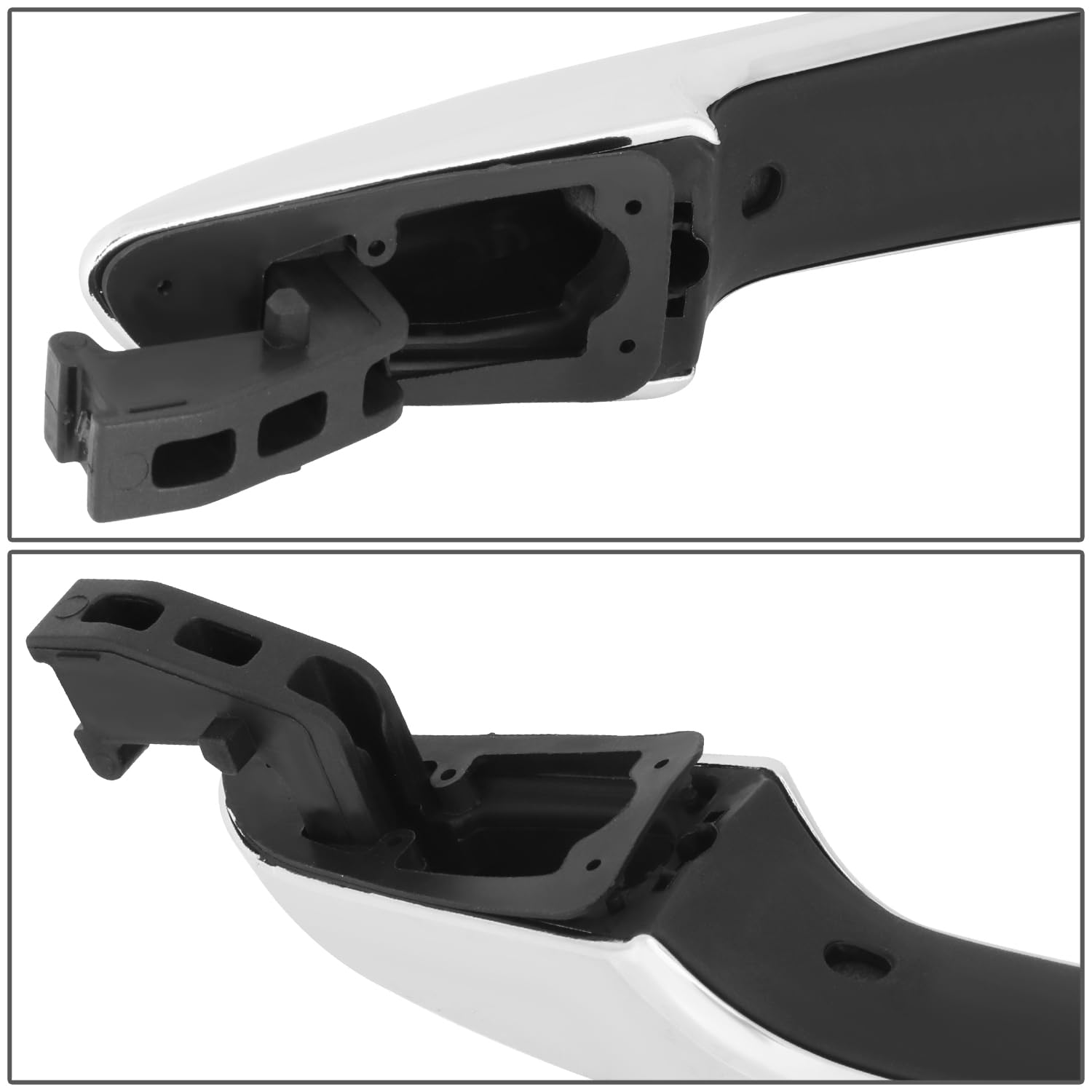 DNA MOTORING Rear Right Outer Door Handle Compatible with 15-19 Hyundai Sonata, w/o Keyhole, Chrome, OEM-DHO-01190