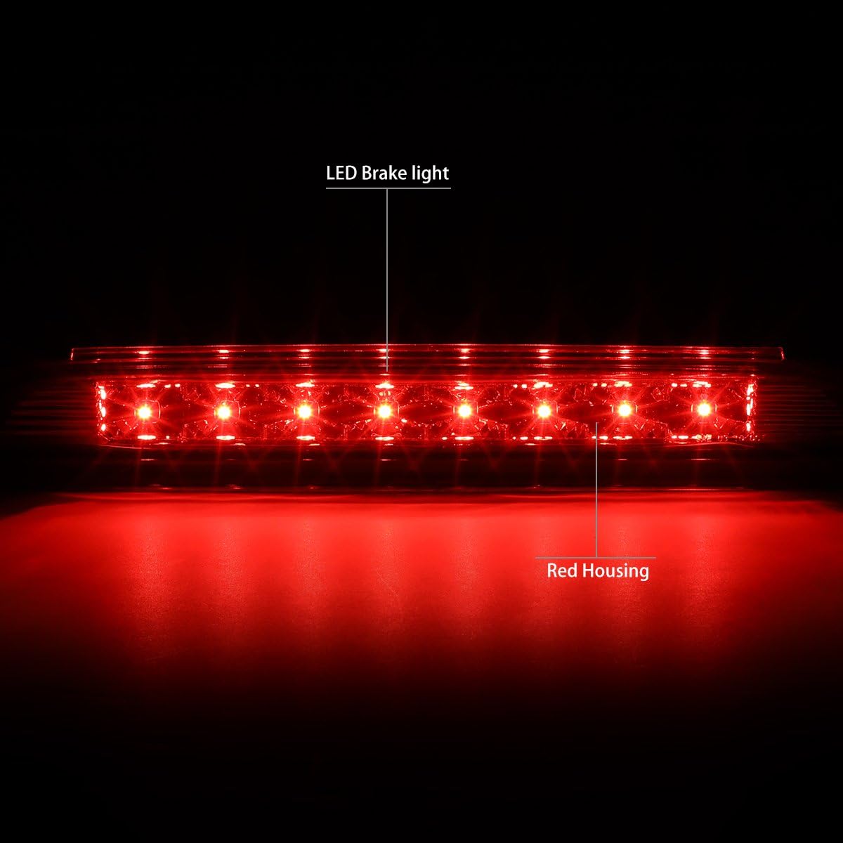 DNA MOTORING 3BL-GMCEQ13-LED-RD Red Lens LED High Mount 3rd Third Brake Light [Compatible with 10-17 Equinox / 10-17 Terrain]