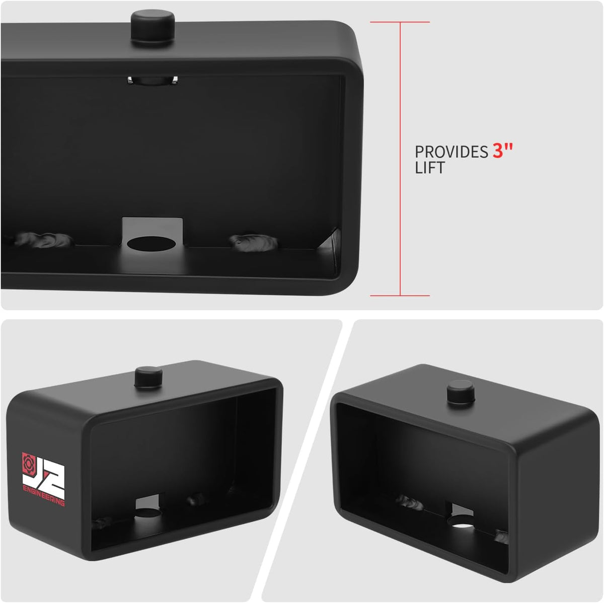 J2 Engineering Leaf Spring Lift Block Leveling Kit Compatible With ChevyGMC Silverado Sierra 1500 1999-2024,3" Lift, J2-LK-CH-R-003-BK