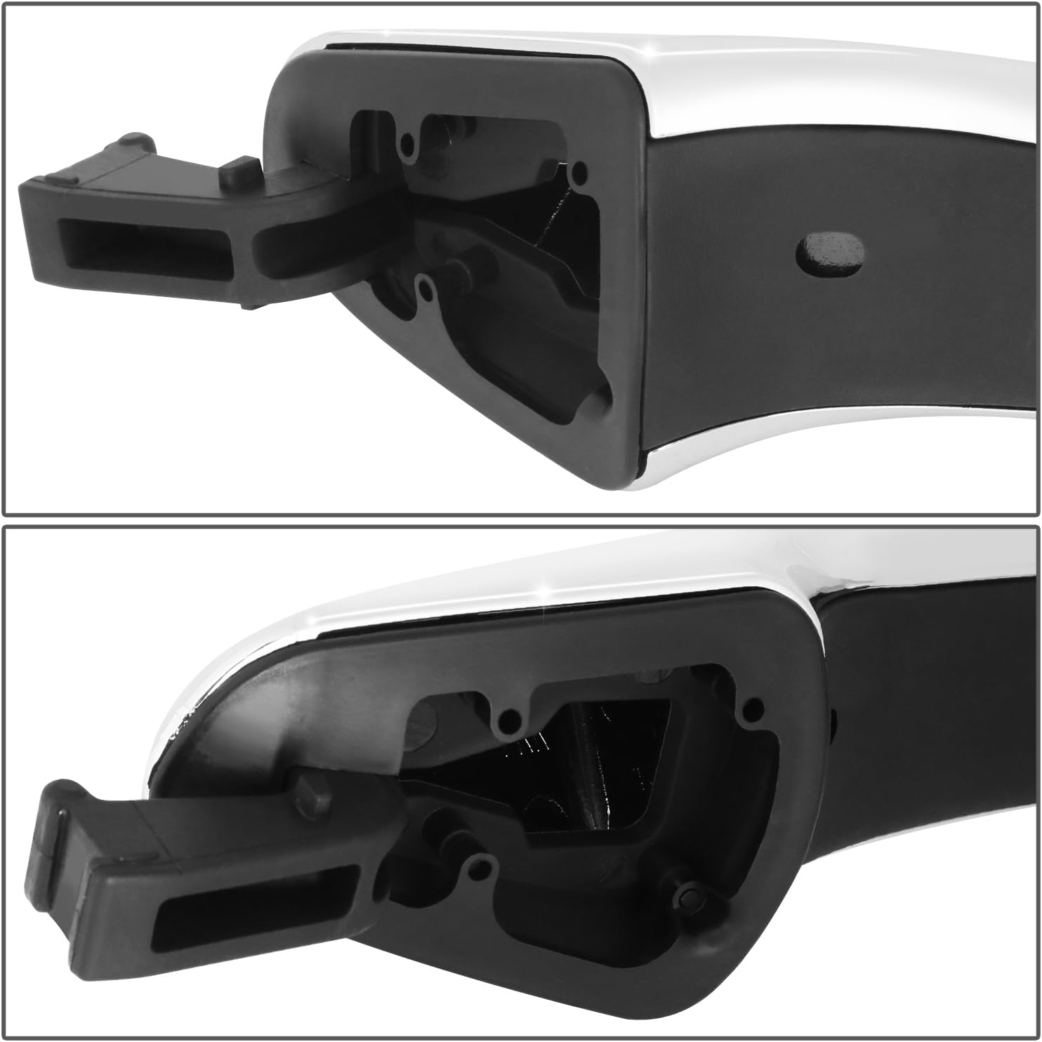 DNA MOTORING Front Right Outer Door Handle Compatible with 16-21 Hyundai Tucson, w/o Keyhole, Chrome, OEM-DHO-01229