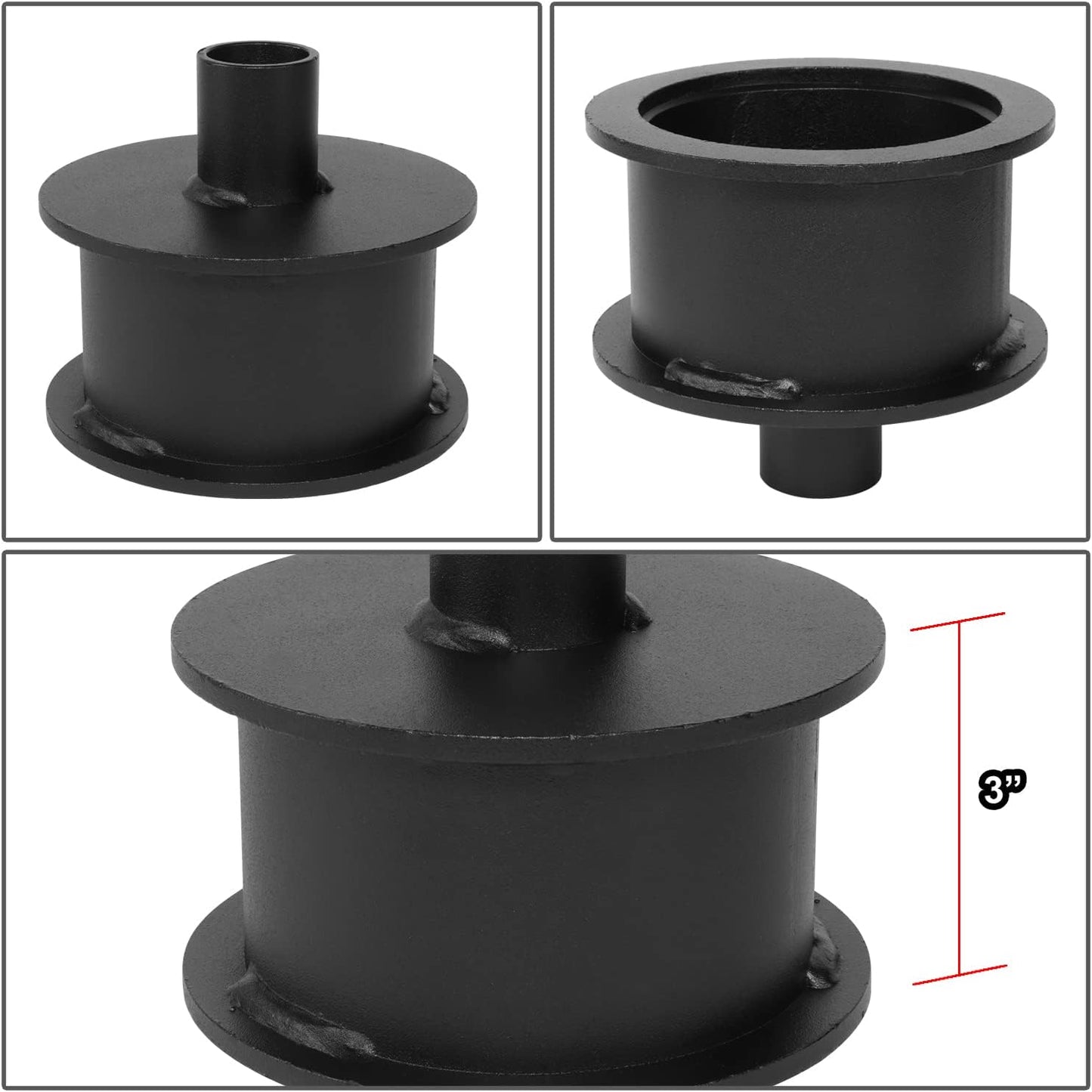 J2 Engineering 3" Front and Rear Leveling Lift Kit Coil Spring Spacers w/Shock Extension Bracket Compatible with 07-17 Wrangler / 18 Wrangler JK, J2-LK-JK-FR-001-BK