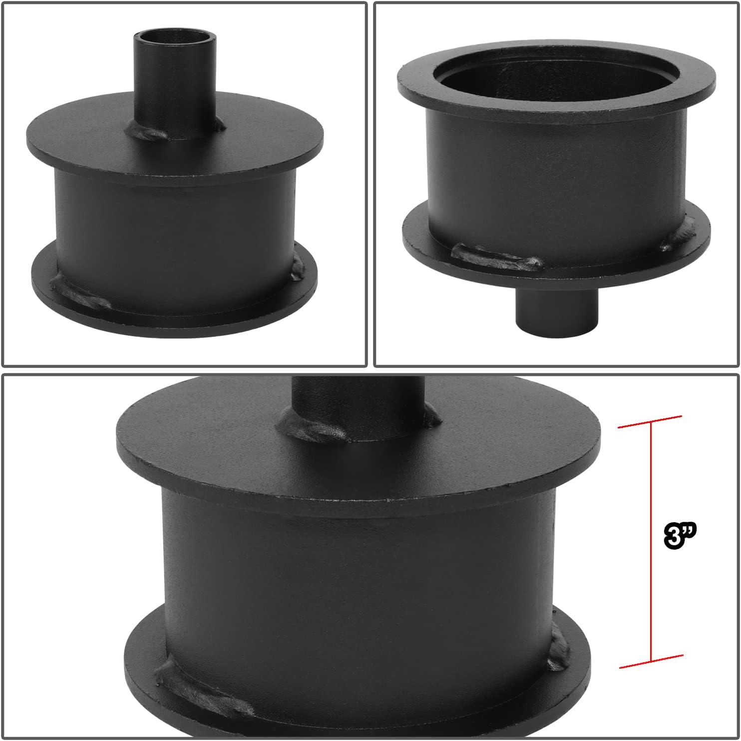 J2 Engineering 3" Front and Rear Leveling Lift Kit Coil Spring Spacers w/Shock Extension Bracket Compatible with 07-17 Wrangler / 18 Wrangler JK, J2-LK-JK-FR-001-BK