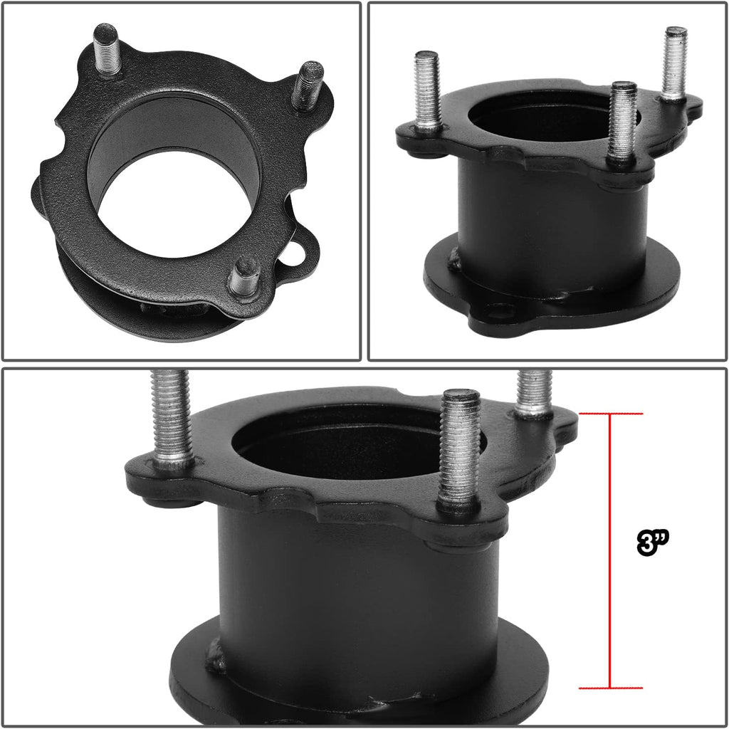 J2 Engineering J2-LK-CH-F-016-BK 3'' Front Leveling Lift Kit Strut Spacers Compatible with 2002-2009 Envoy/Trailblazer 2WD 4WD