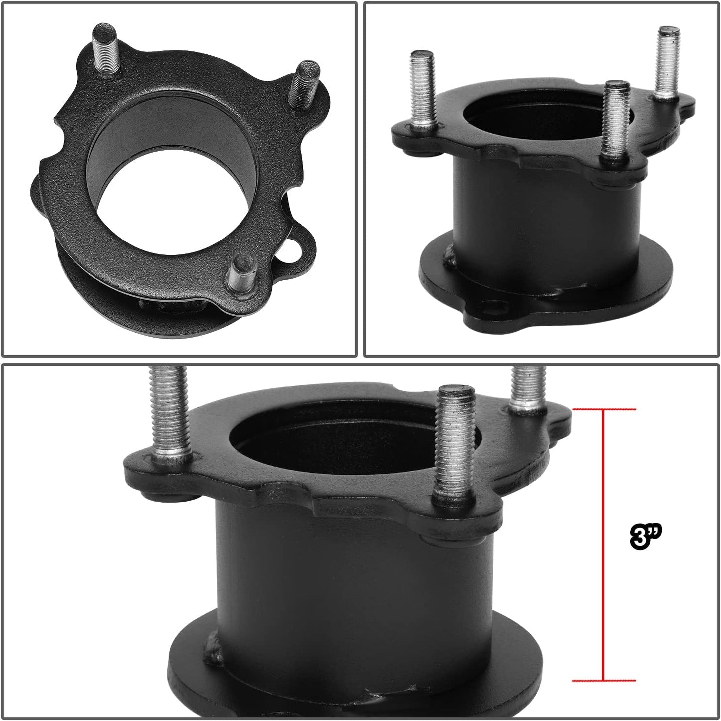 J2 Engineering J2-LK-CH-F-016-BK 3'' Front Leveling Lift Kit Strut Spacers Compatible with 2002-2009 Envoy/Trailblazer 2WD 4WD