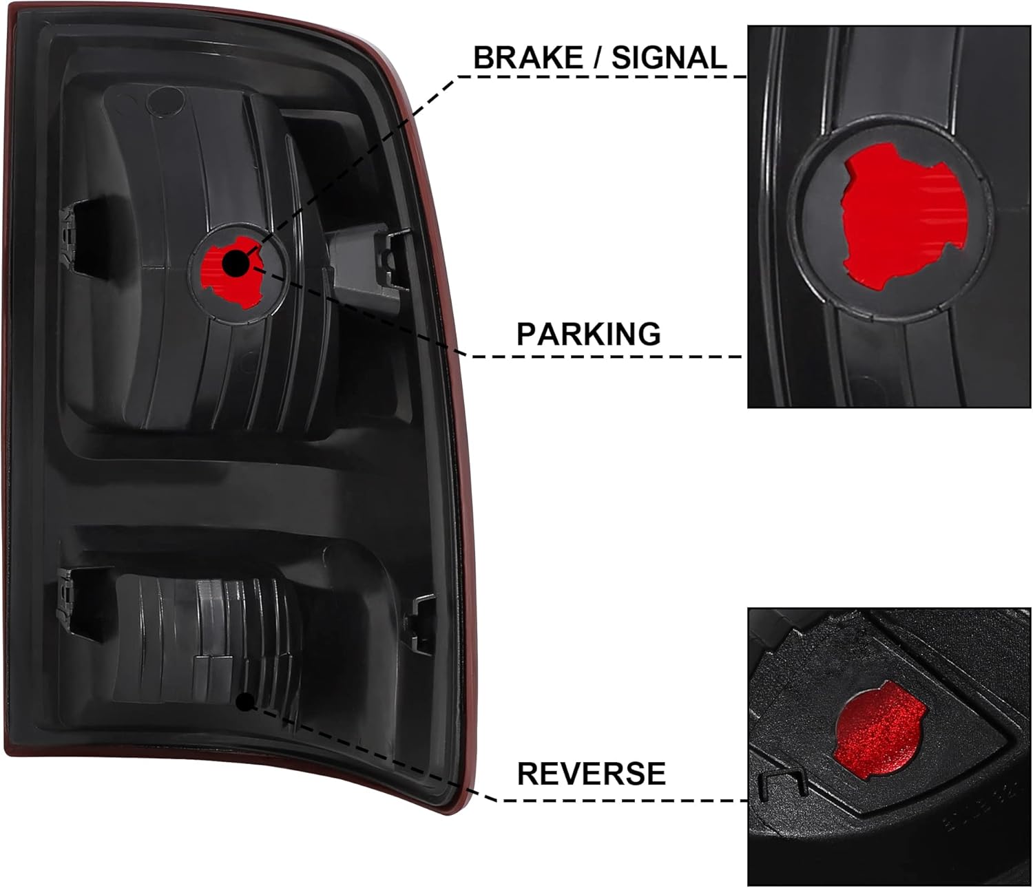 Tail Light Assembly Fit for 2009-2018 2009 2010 2011 2012 2013 2014 2015 2016 2017 2018 09 10 11 12 13 14 15 16 17 18 Ram 1500 2500 3500 Taillight Left Driver Side (Bulbs Not Include)