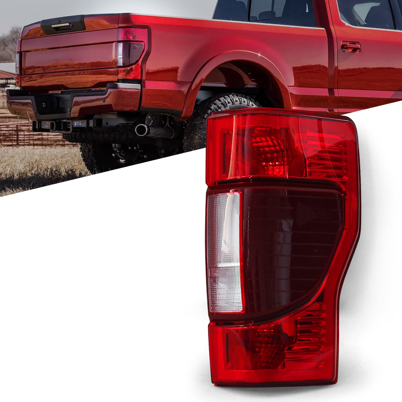 FIONE Tail Light Assembly Compatible with Ford F250 2020 2021 2022 Super Duty Rear Lamp Taillight Blind Spot Can Be Connected Left Driver Side LH