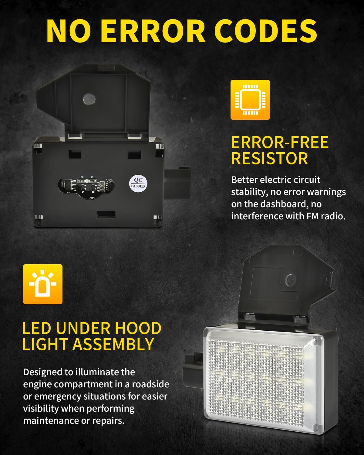 LED Under Hood Light Lamp Assembly Compatible with Dodge 1998-2010 Ram 1500 2500 3500, 2006-2019 Charger, Jeep 1998-2004 Grand Cherokee, 1997-2007 Wrangler, 2002-2004 Concorde, Pack of 1