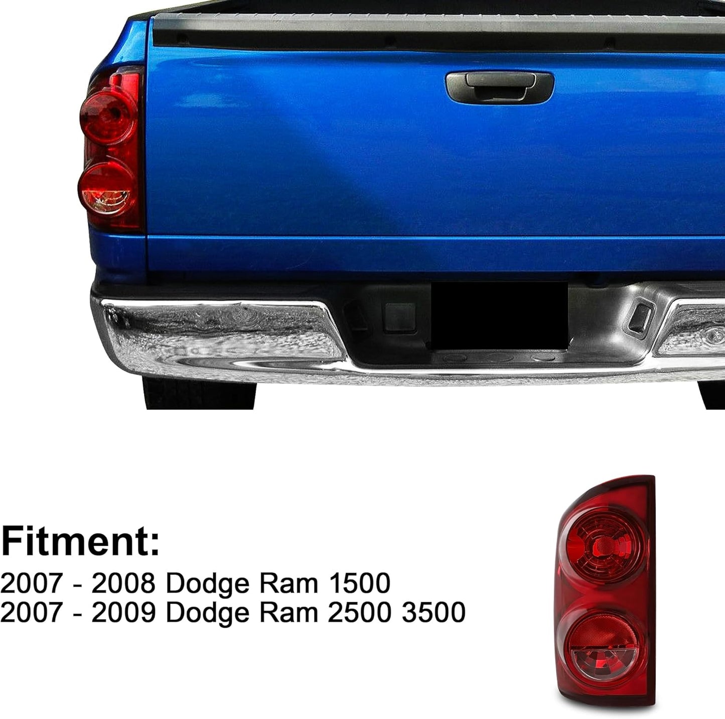 Left Tail Light Fit For 2007 2008 Dodge Ram 1500/07 08 09 Ram 2500 3500 Rear Brake Lamp