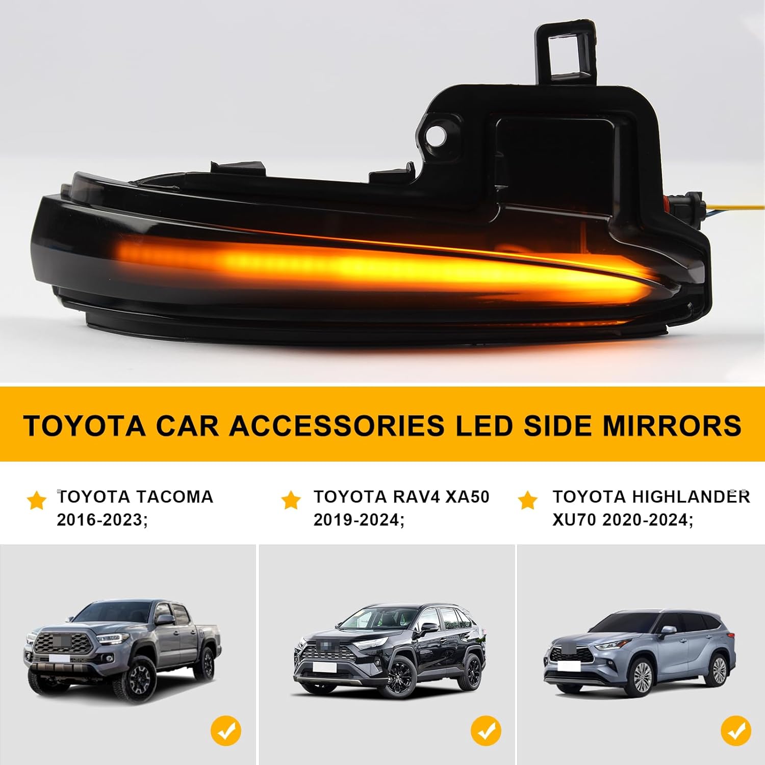 [2pcs] Side Mirror Turn Signal Lights for Toyota Tacoma 2016-2023/2019-2024 RAV4, LED Sequential Dynamic Indicator Strip Lamps Replacement for 8174058010