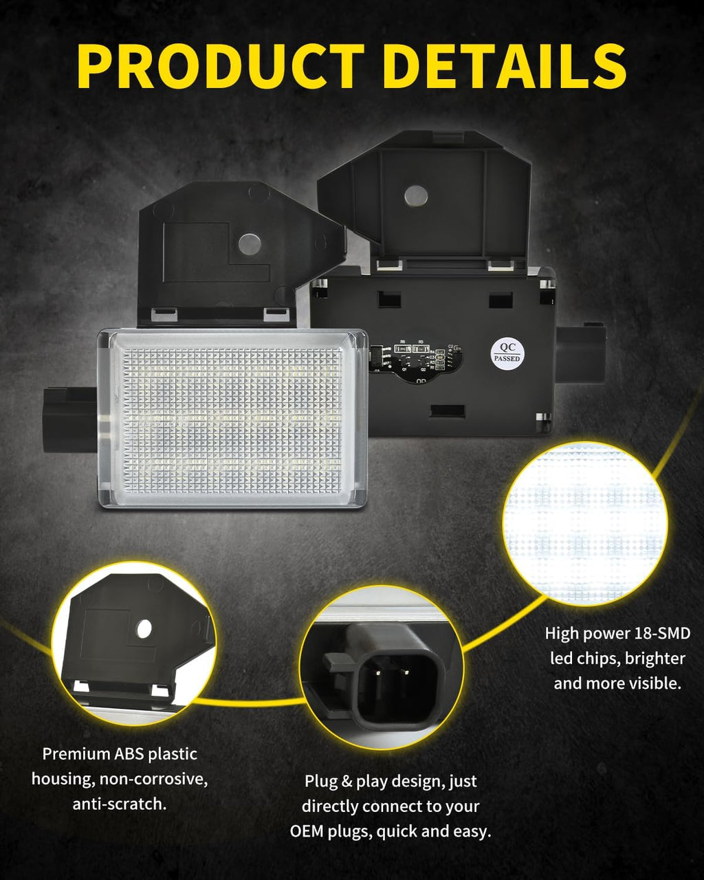 LED Under Hood Light Lamp Assembly Compatible with Dodge 1998-2010 Ram 1500 2500 3500, 2006-2019 Charger, Jeep 1998-2004 Grand Cherokee, 1997-2007 Wrangler, 2002-2004 Concorde, Pack of 1