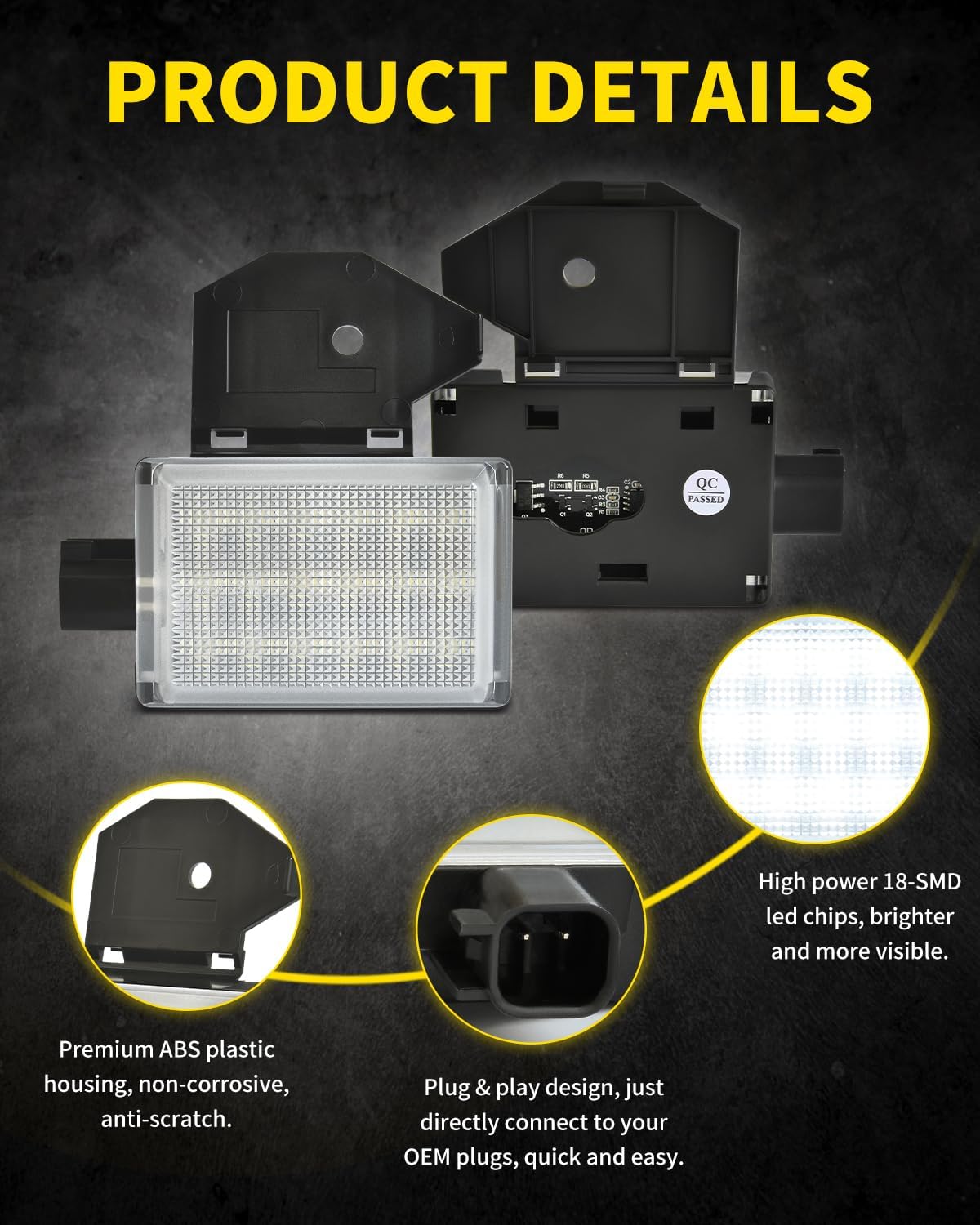 LED Under Hood Light Lamp Assembly Compatible with Dodge 1998-2010 Ram 1500 2500 3500, 2006-2019 Charger, Jeep 1998-2004 Grand Cherokee, 1997-2007 Wrangler, 2002-2004 Concorde, Pack of 1