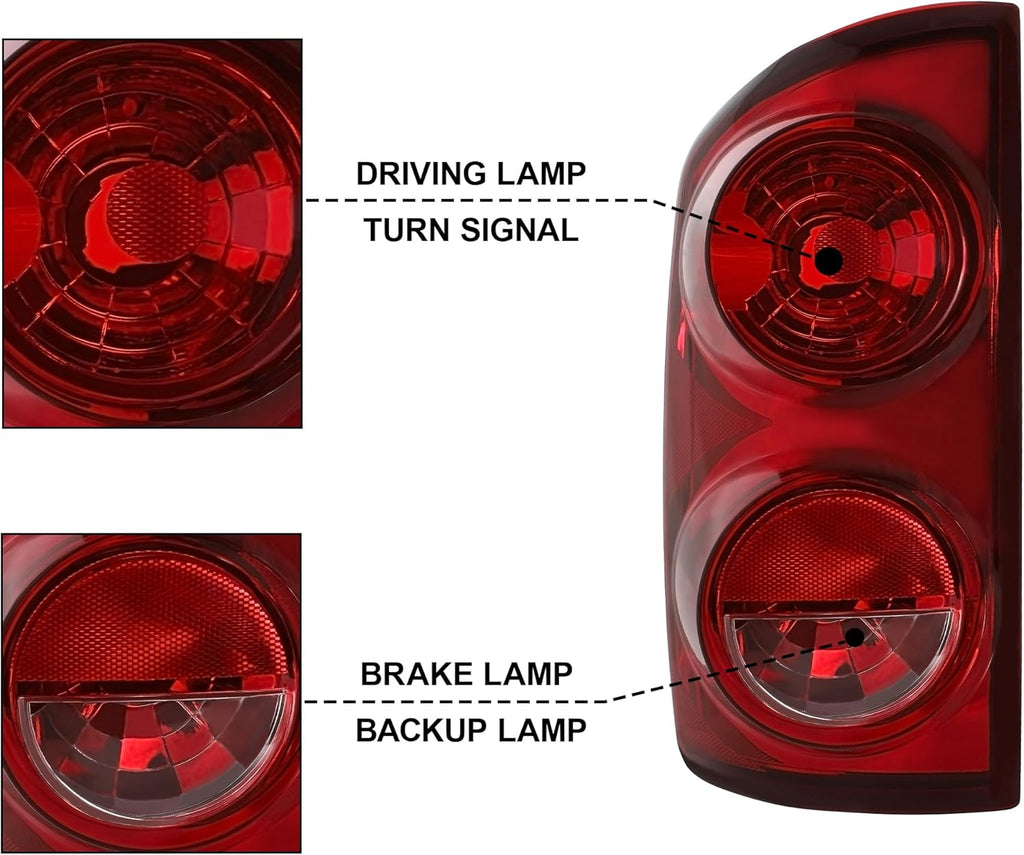 Left Tail Light Fit For 2007 2008 Dodge Ram 1500/07 08 09 Ram 2500 3500 Rear Brake Lamp