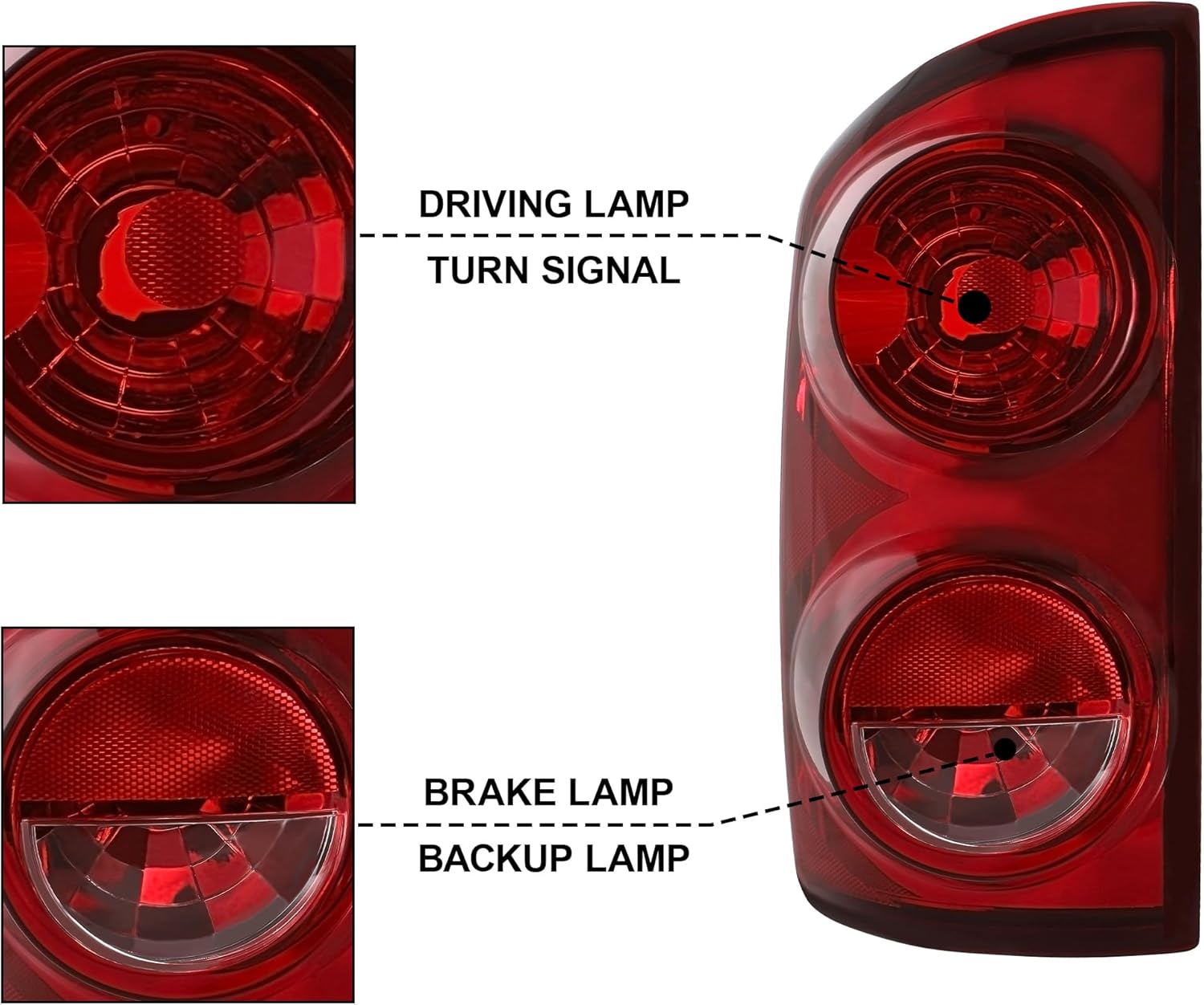 Left Tail Light Fit For 2007 2008 Dodge Ram 1500/07 08 09 Ram 2500 3500 Rear Brake Lamp