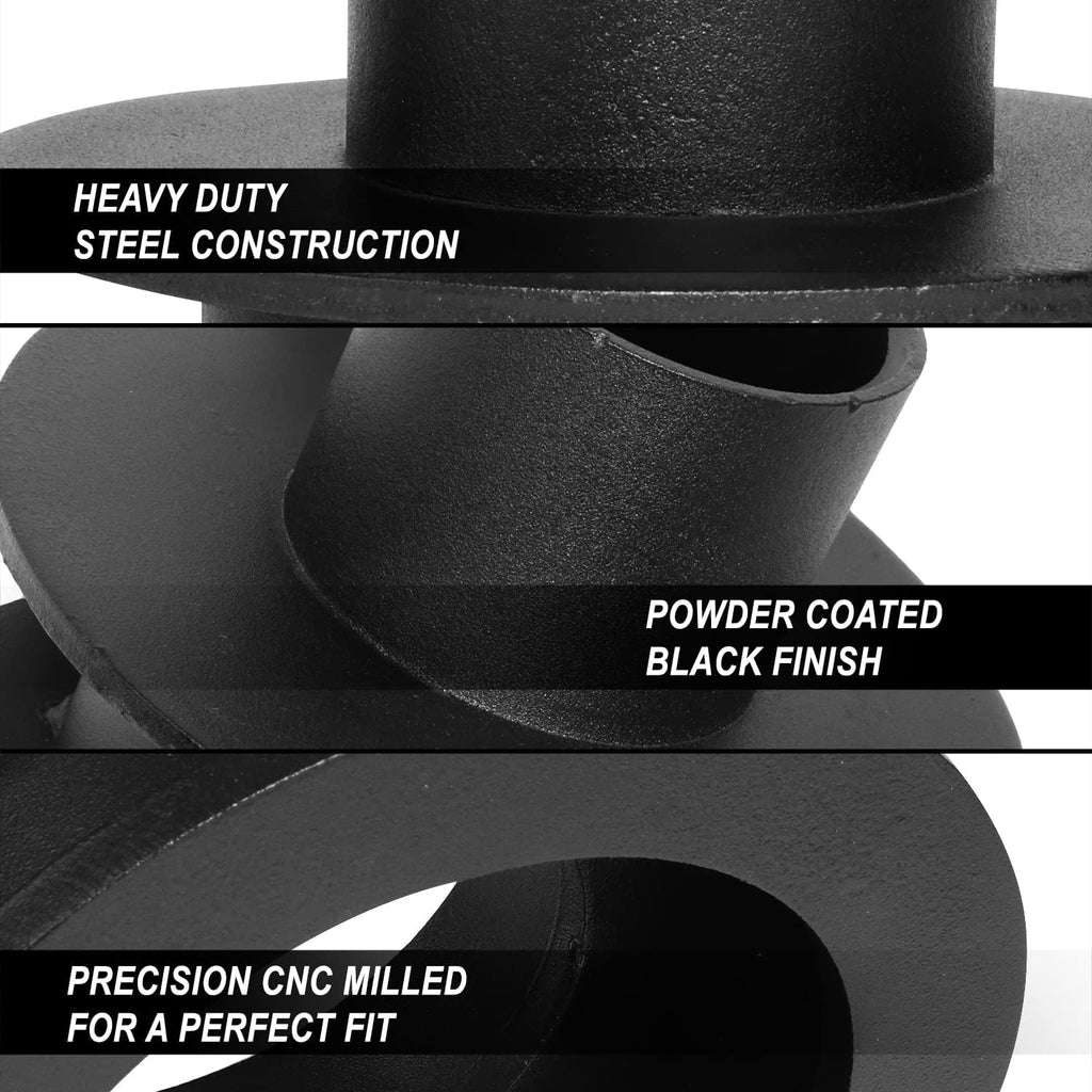 J2 Engineering 3" Front and Rear Leveling Lift Kit Coil Spring Spacers w/Shock Extension Bracket Compatible with 07-17 Wrangler / 18 Wrangler JK, J2-LK-JK-FR-001-BK