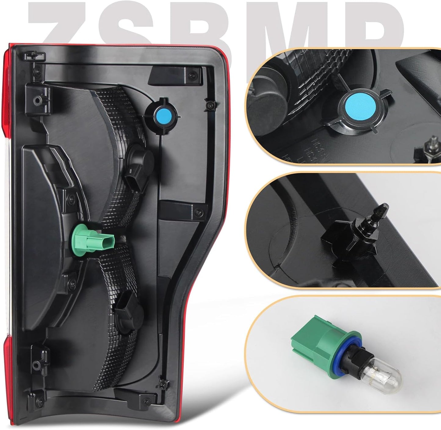 Tail Lights Compatible with Ford F250 F350 XL,XLT 2017 2018 2019 Super Duty Rear Brake Lamp Signal Assembly Replace HC3Z13405D,HC3Z13405F,FO2800256(Halogen W/O Blind Spot, Left Driver Side)