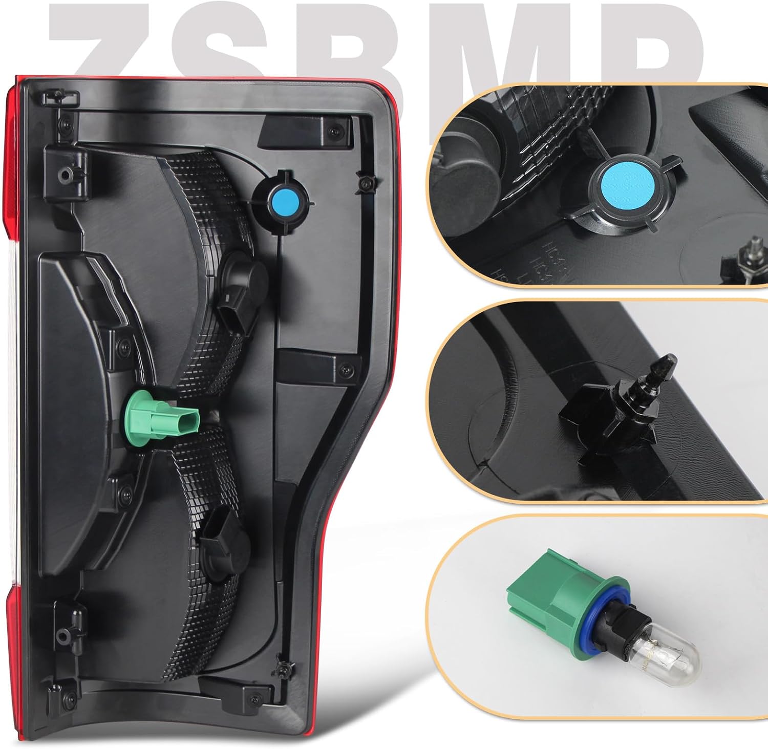 Tail Lights Compatible with Ford F250 F350 XL,XLT 2017 2018 2019 Super Duty Rear Brake Lamp Signal Assembly Replace HC3Z13405D,HC3Z13405F,FO2800256(Halogen W/O Blind Spot, Left Driver Side)