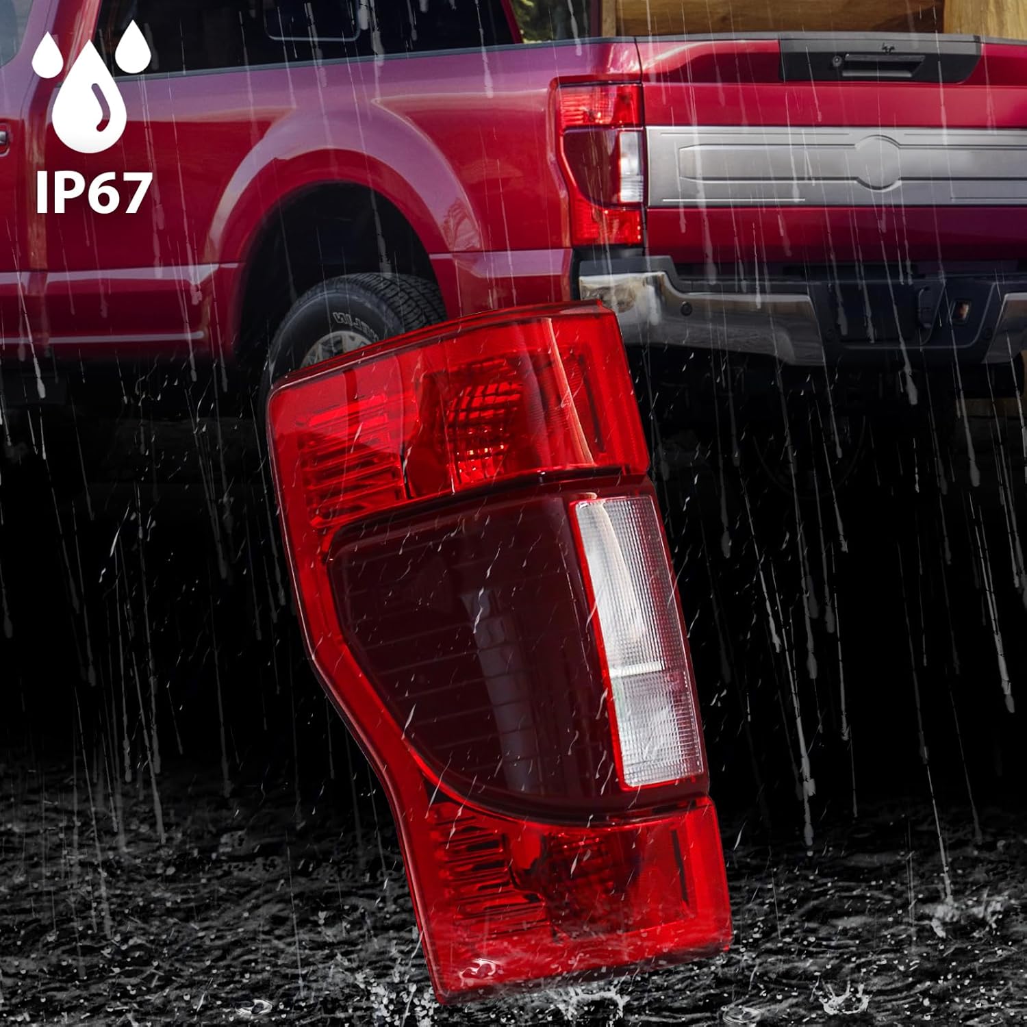 FIONE Tail Light Assembly Compatible with Ford F250 2020 2021 2022 Super Duty Rear Lamp Taillight Blind Spot Can Be Connected Left Driver Side LH